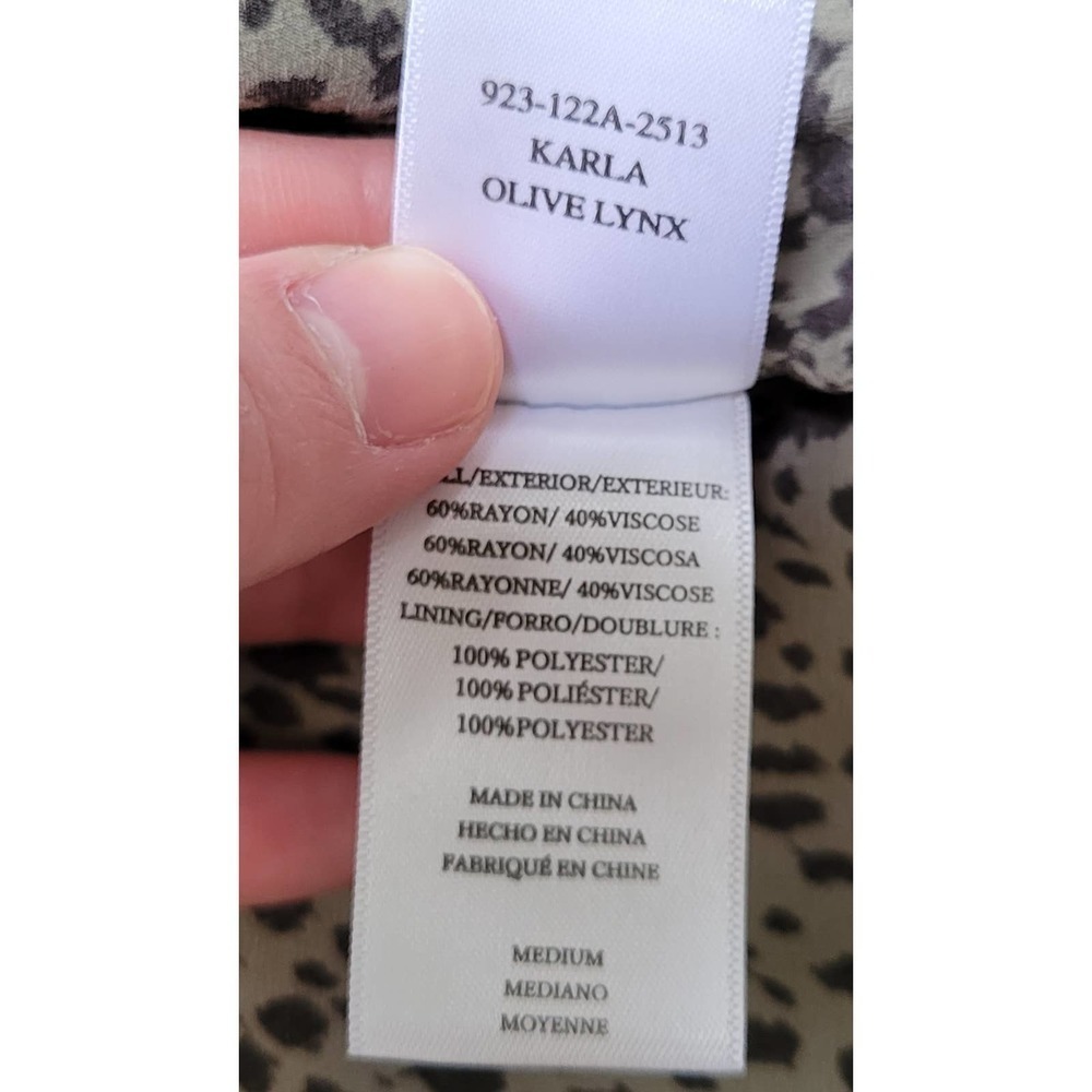 Rails Smocked Button Detail "Karla" Olive Lynx Tu… - image 8